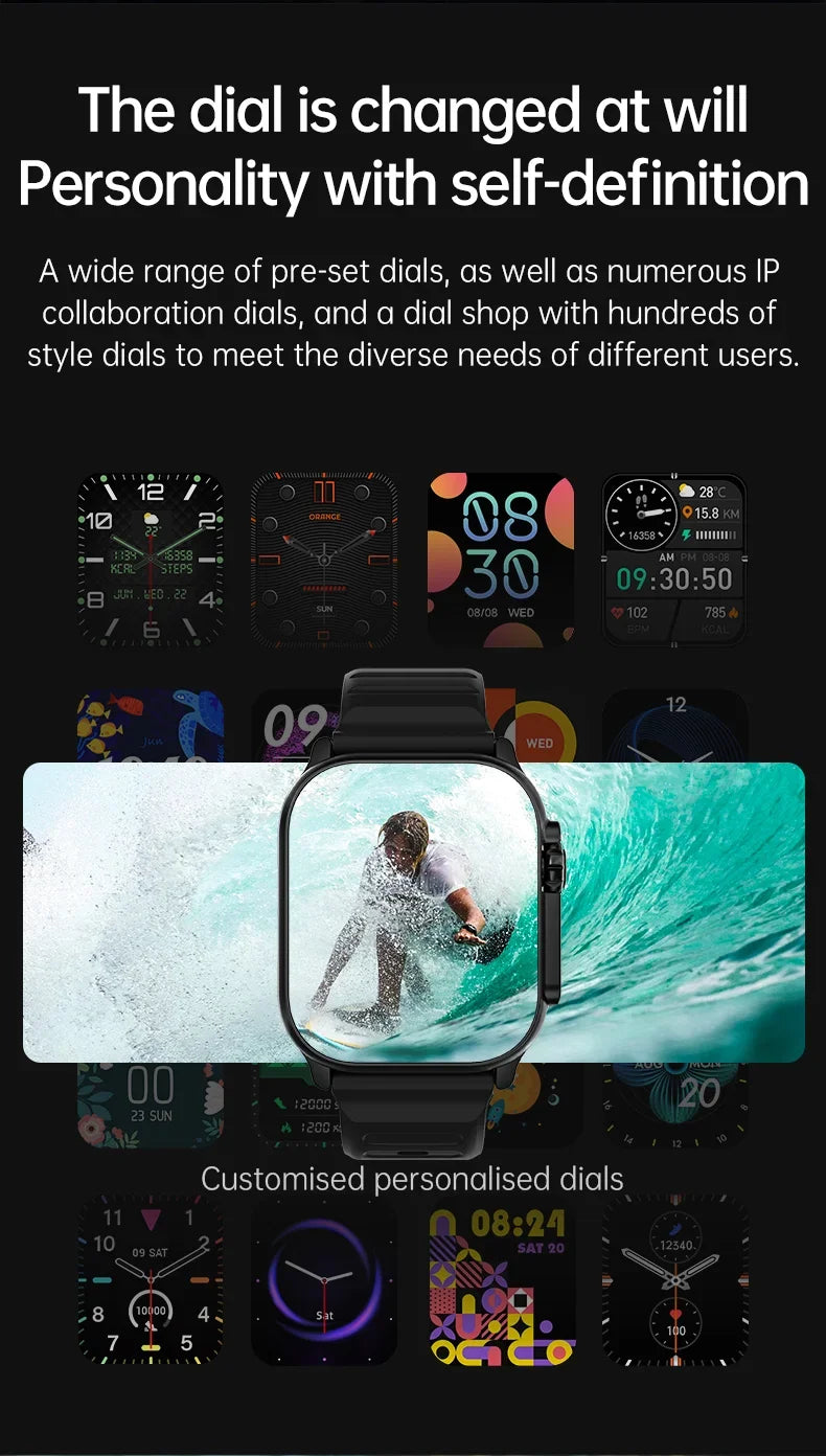 Relógio inteligente masculino 49mm série 8 2.3 "tela amoled nfc bússola à prova dwaterproof água para apple watch iwo ultra 8 smartwatch