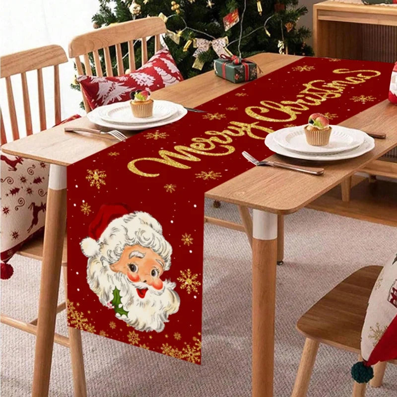 Toalha de Mesa de Natal Santa Claus 2024 - Decoração de Natal para Casa