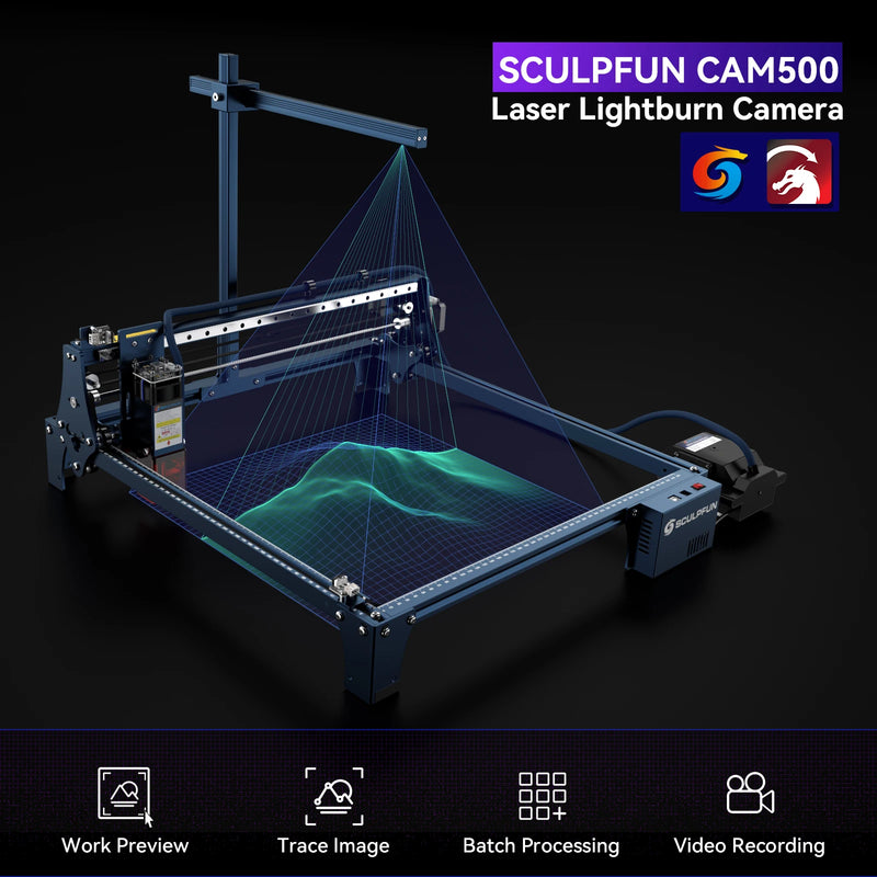 Gravadora a Laser - SCULPFUN CAM500: Câmera 5MP com Lente Grande-Angular para Gravadores a Laser