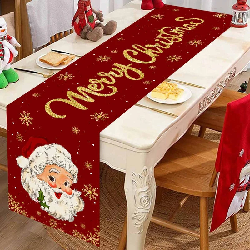 Toalha de Mesa de Natal Santa Claus 2024 - Decoração de Natal para Casa